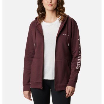 Columbia Ženske Majice S Kapuljačom - Logo Full Zip Bordo | HJBI-97823